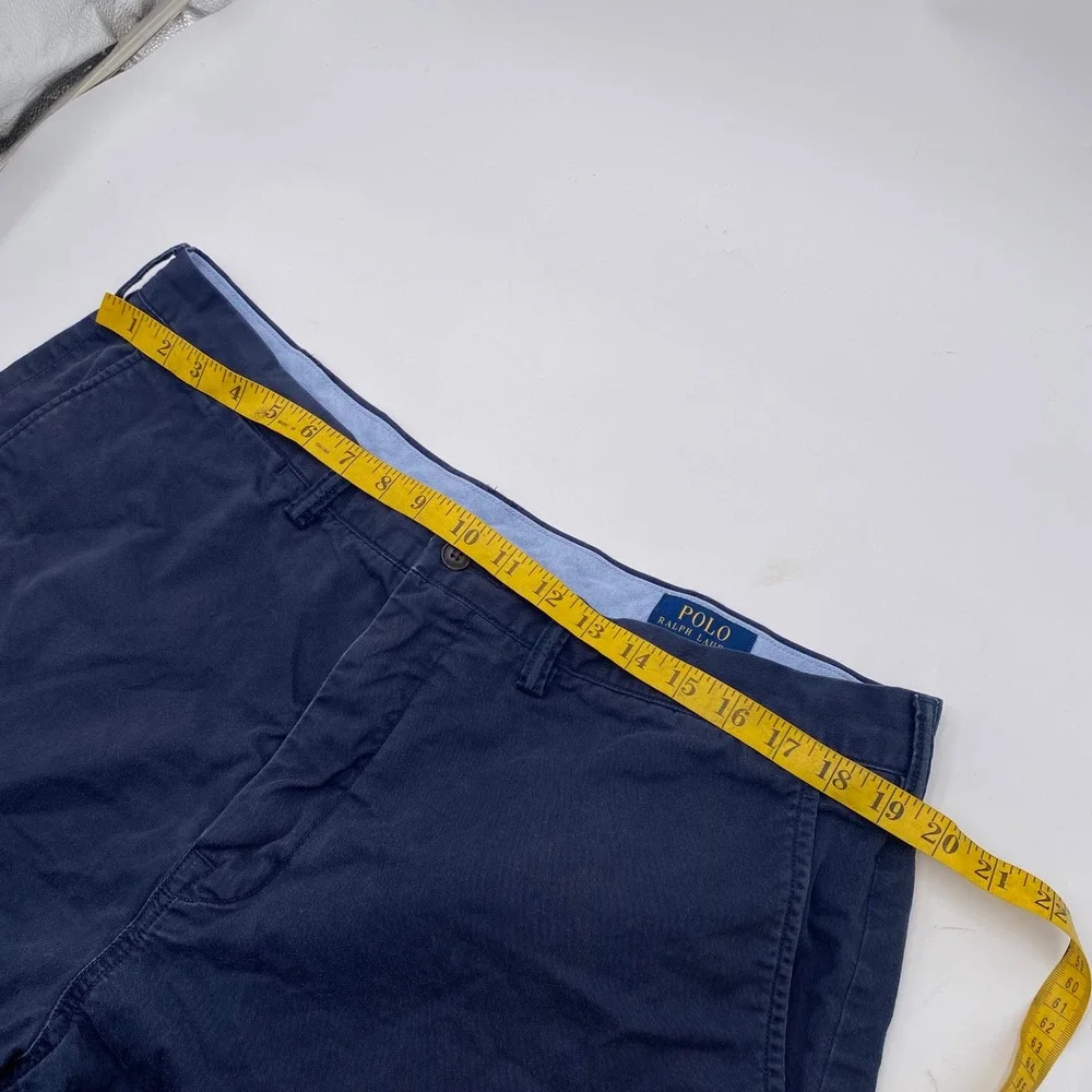 Polo Ralph Lauren Stretch Classic Fit Chino Shorts Mens 38 Navy Blue Distressed